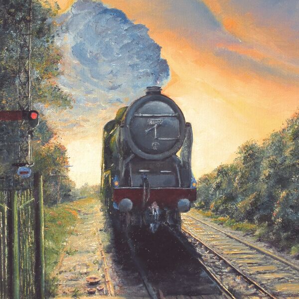 'Light Engine Home' -LMS Royal Scot Class 6100 Royal Scot at Ropley. (R9) LMS Royal Scot Class Loco at sunset
