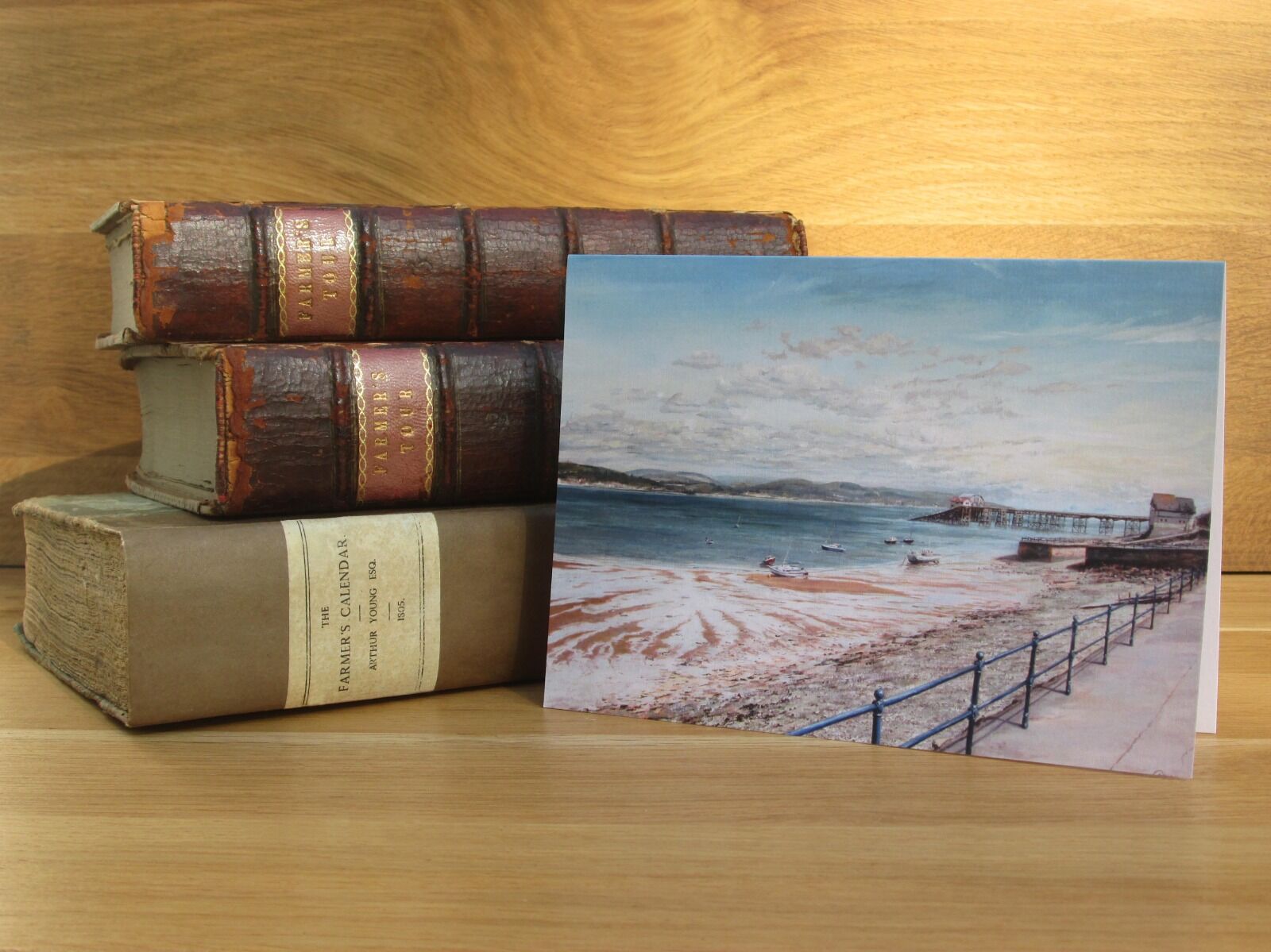 Painting of beach and pier at Mumbles in Summer.