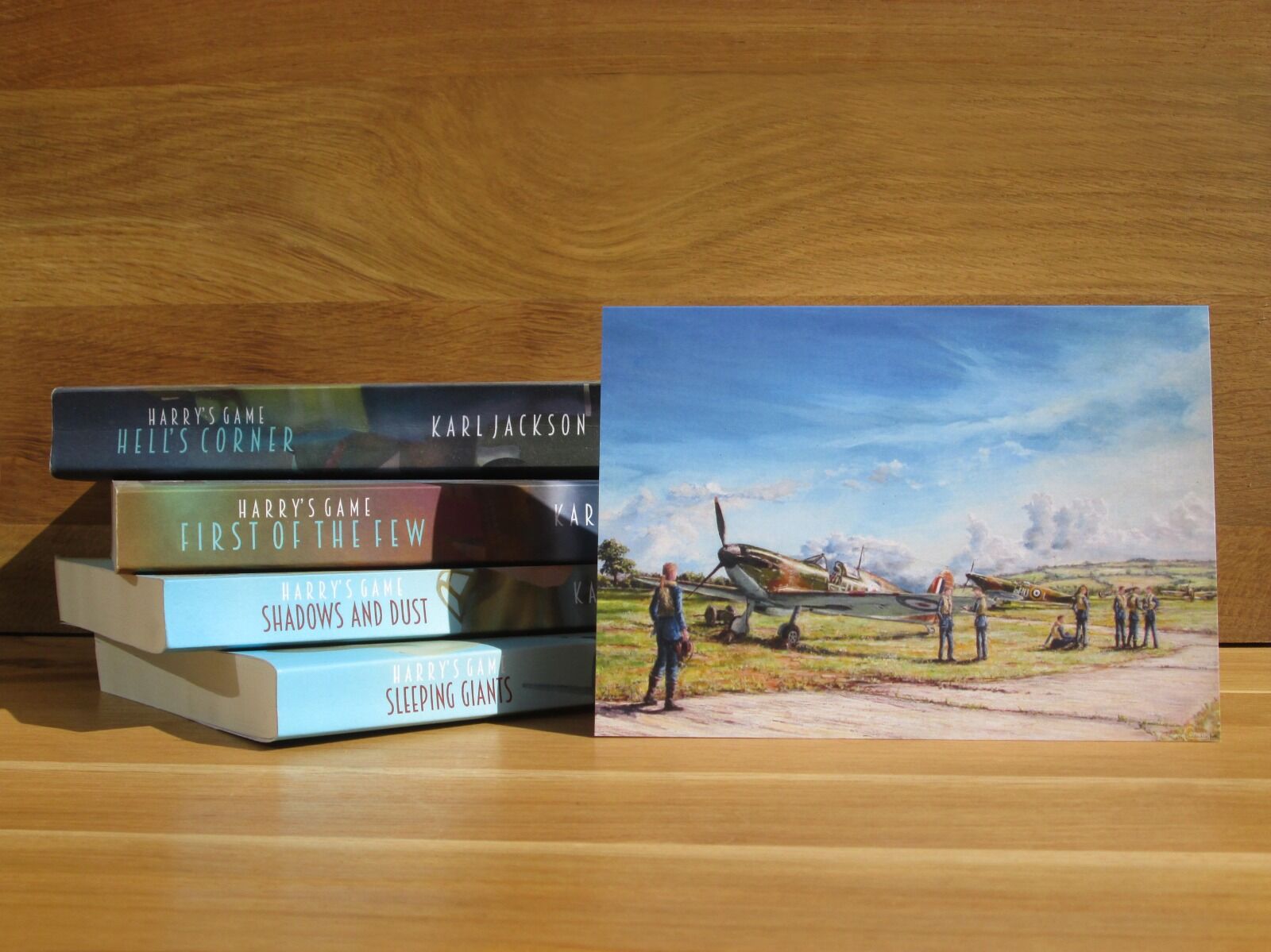 Painting of a female pilot approaching her Spitfire.