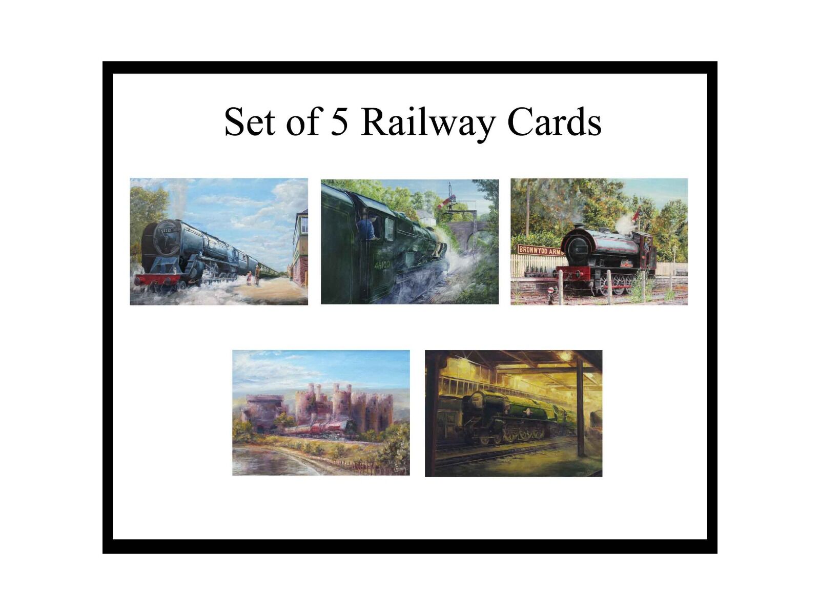 5 Railway paintings.