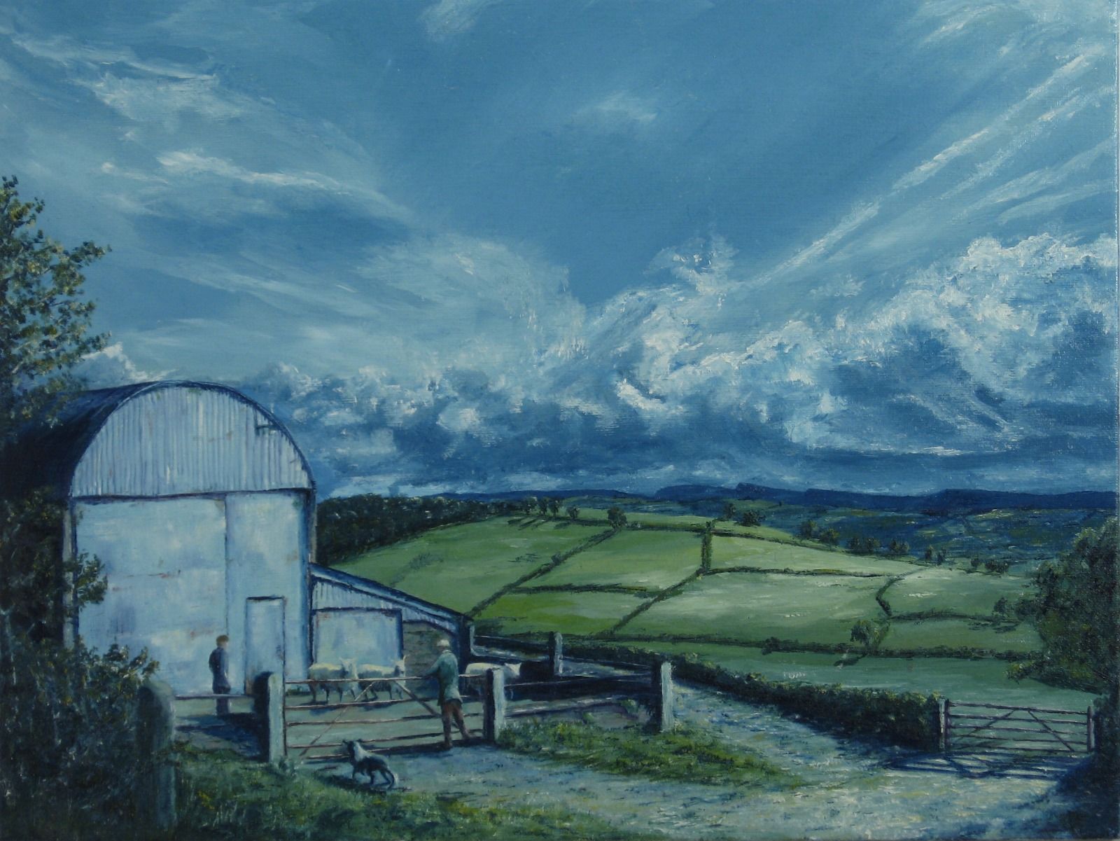 Looking at a pen of sheep, Llansawel, Carmarthenshire