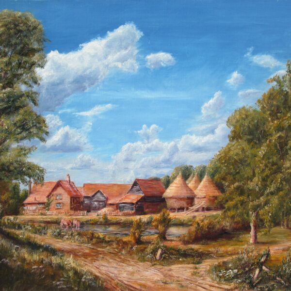 'Quiet in the Afternoon' - Stampwell Farm, near Beaconsfield, Buckinghamshire. £800 (+p&p) Painting of an old farm on a summer's afternoon.