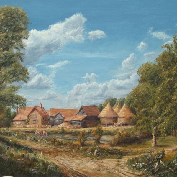 'Quiet in the Afternoon' - Stampwell Farm, near Beaconsfield, Buckinghamshire. £723 (+p&p) Painting of an old farm on a summer's afternoon.