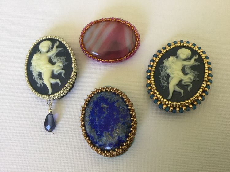 Brooch with a Beaded Bezel
