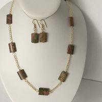 Rosary Linked Genuine Gemstone Necklace and Earrings