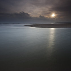 low winter sun, lunan bay