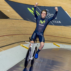 Alex Dowsett celebrates when cooling down.