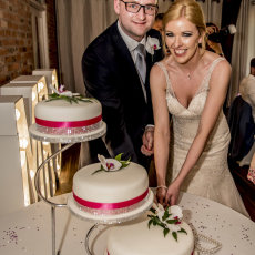 Cake cutting for Jen and Rich
