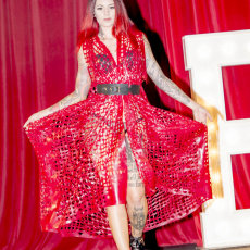 Red Dress on the catwalk