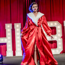 Red Fur trimmed dress