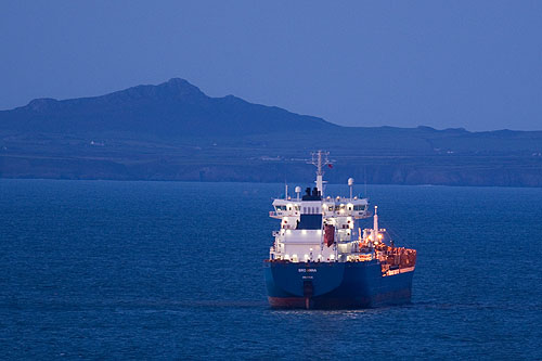 Oil Tanker at Dusk
