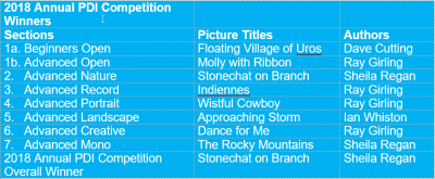 2018 Annual Print Competition Results