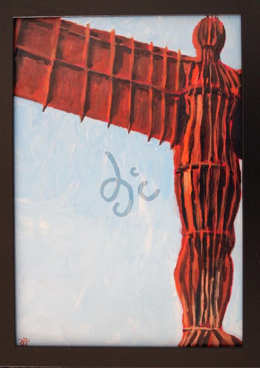 painting of The Angel of the North in acrylics