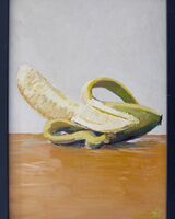 painting of A peeled Banana in acrylics