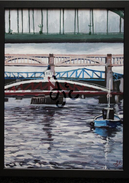 painting of bridges over the tyne in acrylics