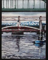 painting of bridges over the tyne in acrylics