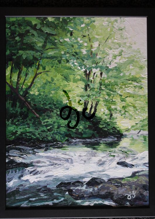 painting of a woodland scene in acrylics