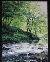 painting of a woodland scene in acrylics