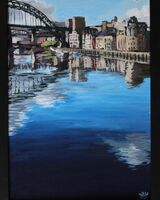 painting of Newcastle Quayside in acrylics