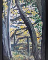painting of a woodland  in acrylics