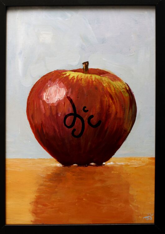 painting of an apple in acrylics