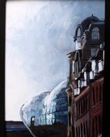 painting of a view from Broad Chare in Newcastle in acrylics