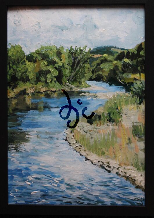 painting of a river in acrylics