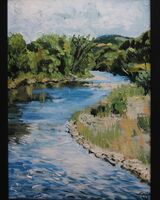 painting of a river in acrylics