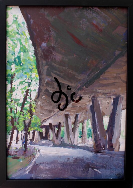 painting of gateshead flyover in acrylics