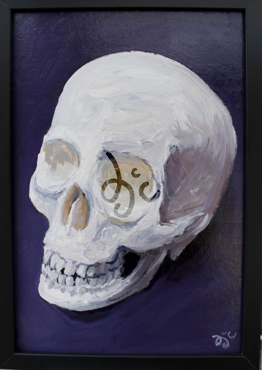 painting of a skull in acrylics