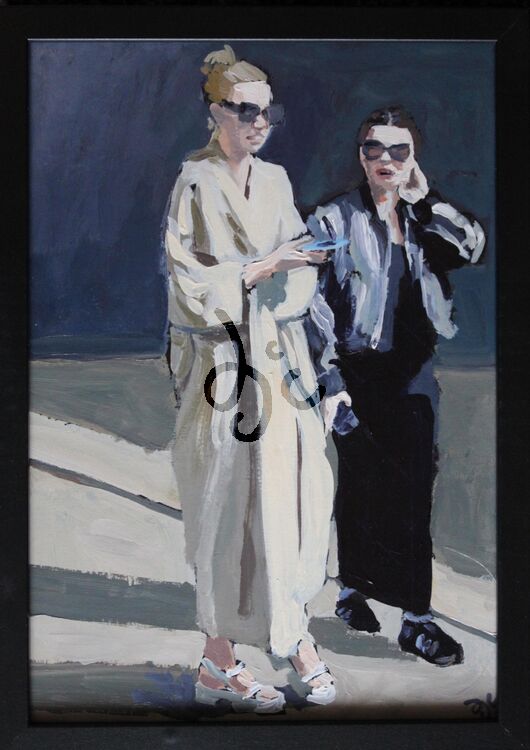 painting of two young women in acrylics