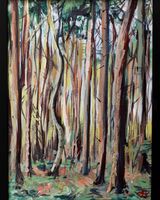 painting of a woodland landscape in acrylics