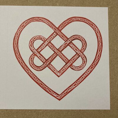 Celtic heart knot linocut print