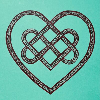 Celtic heart knot linocut print