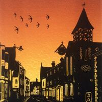 Lewes Sunset linocut print