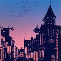 Lewes high street linocut print Daria Arta