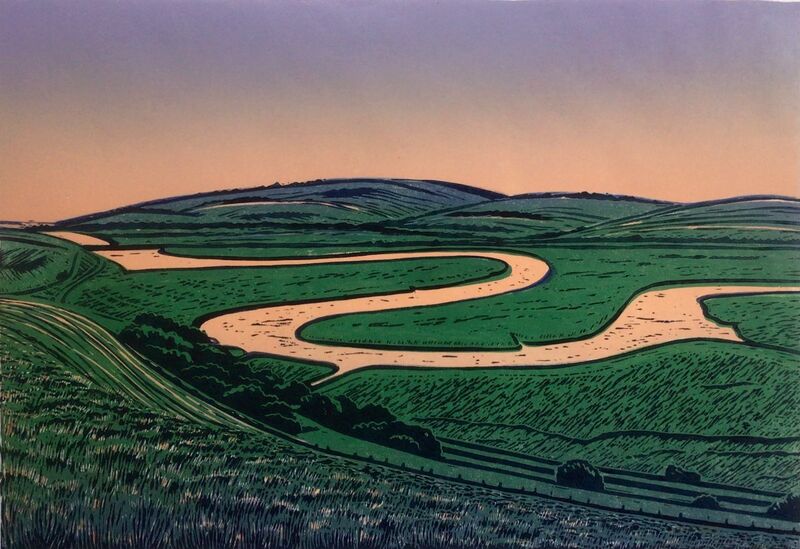 Cuckmere haven linocut print