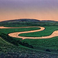 Cuckmere haven linocut print
