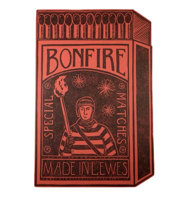 Lewes bonfire matchbox linocut print