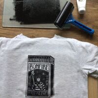 Lewes bonfire grey T-shirt linocut print