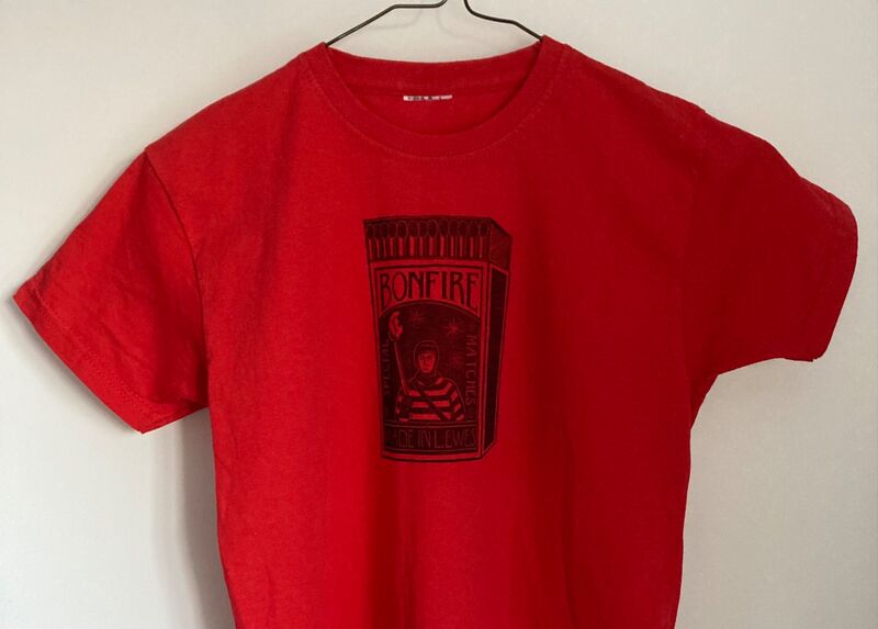 Block printed T-shirt lewes bonfire