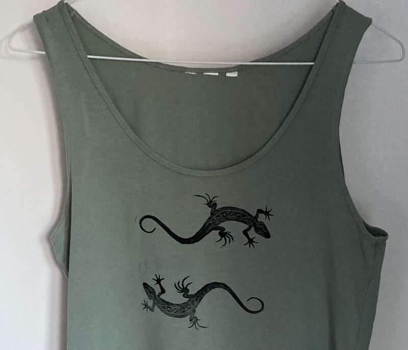 Block printed T-shirt lizards Daria Arta