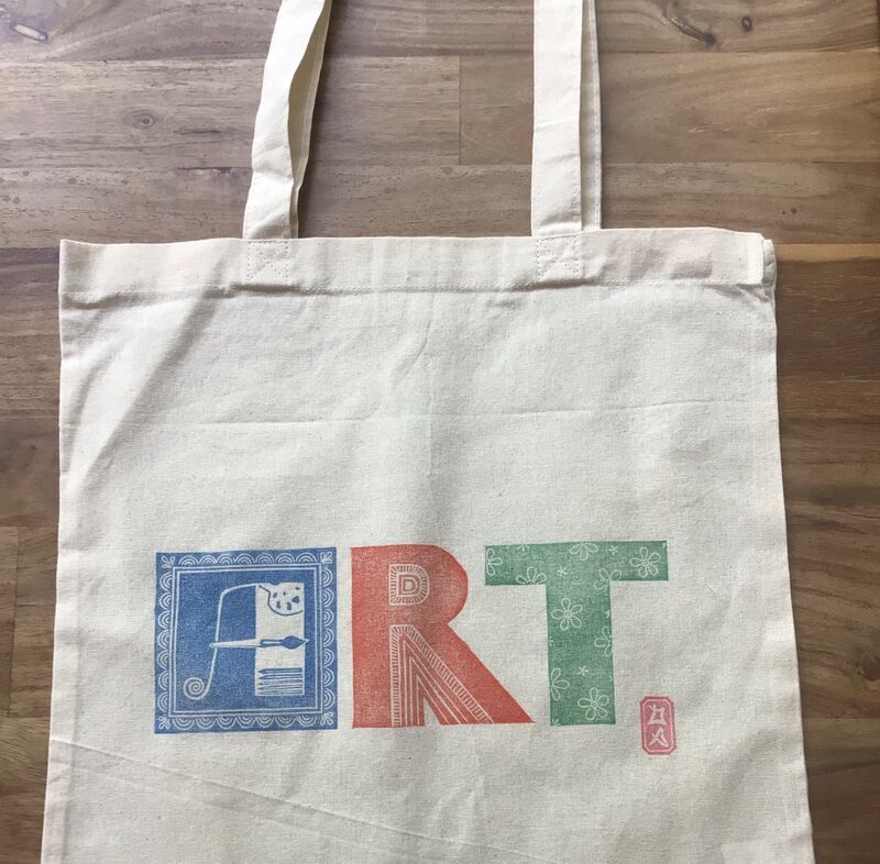 Block printed tote bag