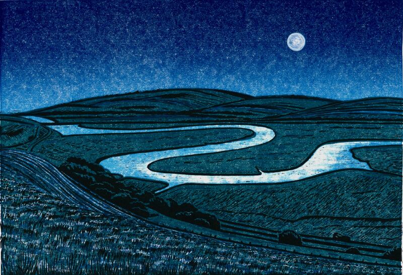 Cuckmere Haven River art linocut print by Daria Arta