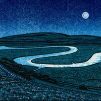 Cuckmere Haven River art linocut print by Daria Arta