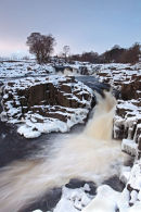 01D-8343 The River Tees Flowing Over the Low Force Waterfalls in Winter, Upper Teesdale, County Durham