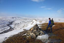 01D-9627 Hill Walker Enjoying the View up Arkengarthdale From Fremington Edge in Winter Arkengarthdale North Yorkshire.
