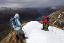 01D-9743 Walkers on Rough Edge in Winter with the View Towards Brotherwater and Ullsawater Caudale Moor Lake District