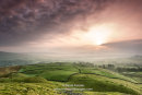 The View Across a Misty Teesdale at Sunrise From the Ancient Tumulus of Kirkcarrion, Lunedale, County, Durham England.