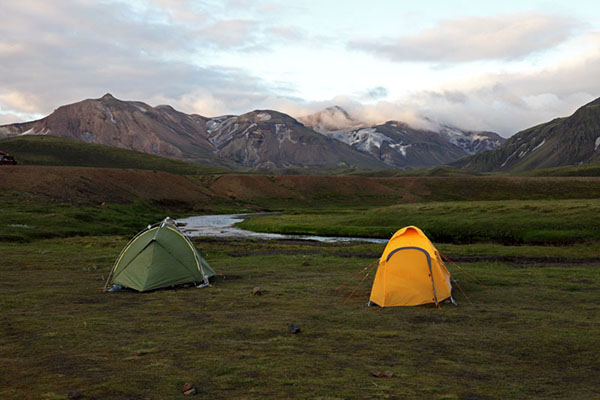 03D-5304 Tents at the Alftavatn Camping Area on the Laugavegur Hiking Trail Iceland.